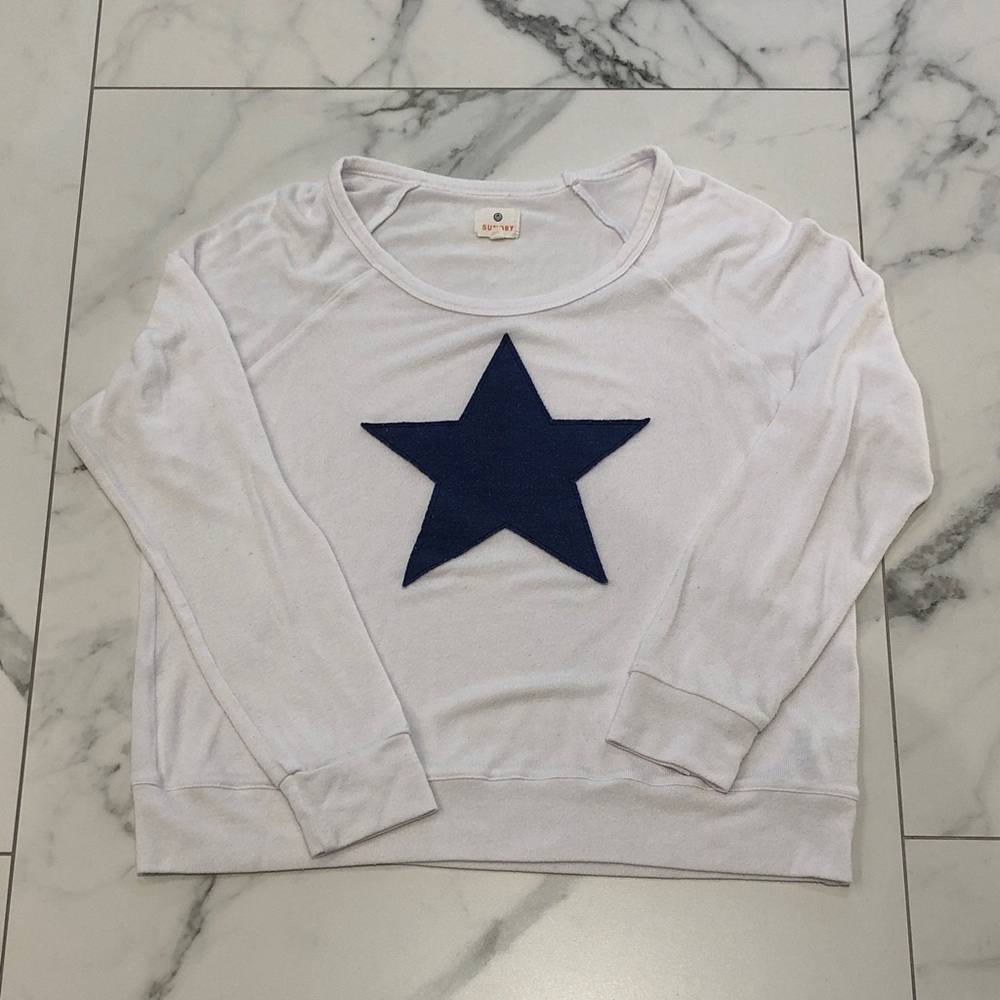 Sundry White Sweatshirt with Navy Star